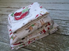 POTTERY BARN KIDS North Pole Twin Sheet Set Flannel Santa Reindeer Christmas