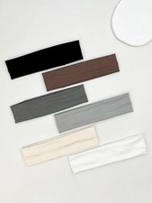 6pcs Fashion Sports Headbands for Women Fitness Running Yoga Solid Color Elastic