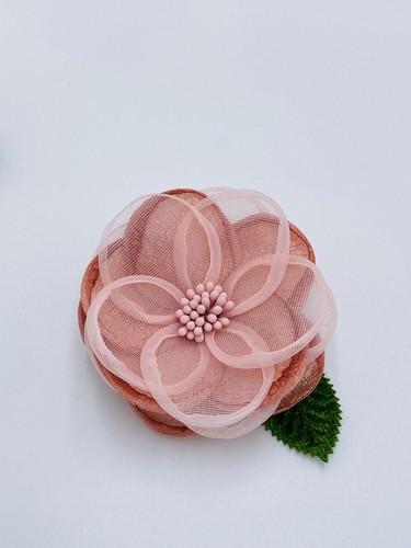 Kids Hair Clips Flower Barrettes Floral Handmade ( single piece) - Pink lemonade - Picture 6 of 12