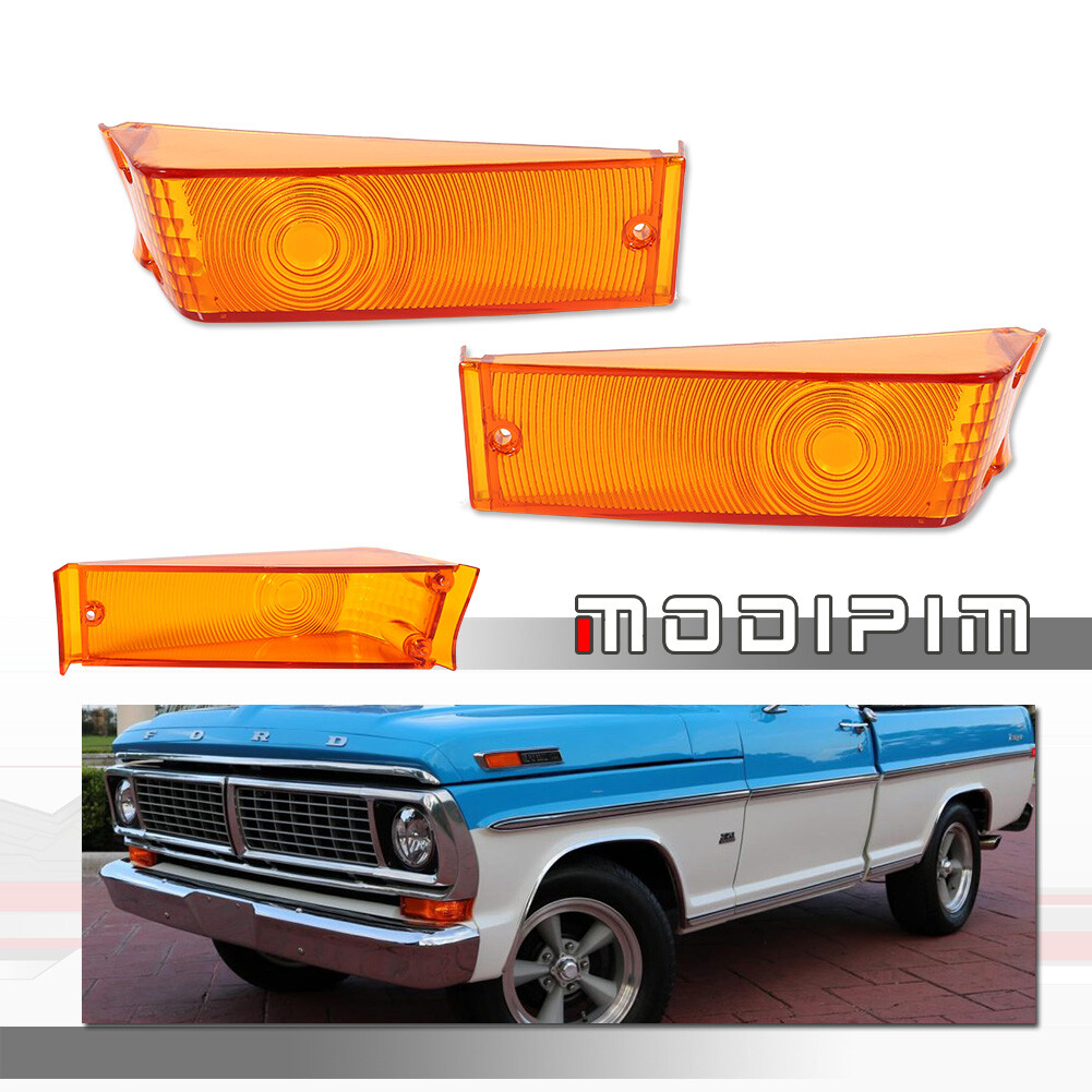 Pair Of Amber Front Turn Signal Light Lenses For 1970-1972 Ford F100 F250 F350 Trucks 4 thumbnail image