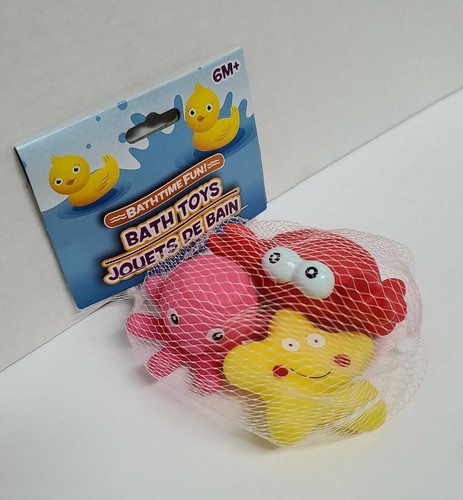Bath time fun! Rubber crab/octopus bath toys for baby/toddler/kids, 3pk, 6mos + - Picture 2 of 2
