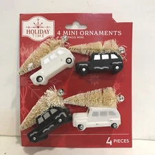 Holiday Time Christmas Tree Mini Ornaments 4 Pack