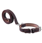 Leather Dog Collar  Lead set Black and Brown 100% Genuine Leather Silver buckle