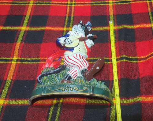Vtg Cast Iron Door Stop Cat Playing Banjo Rare Good Times & Merry Rhymes - Picture 4 of 5