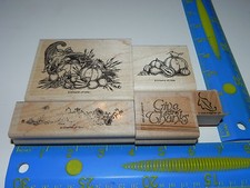 Vintage 1996 Stampin Up GRAND CORNUCOPIA Stamp Set 4 Bonus Give Thanks READ De