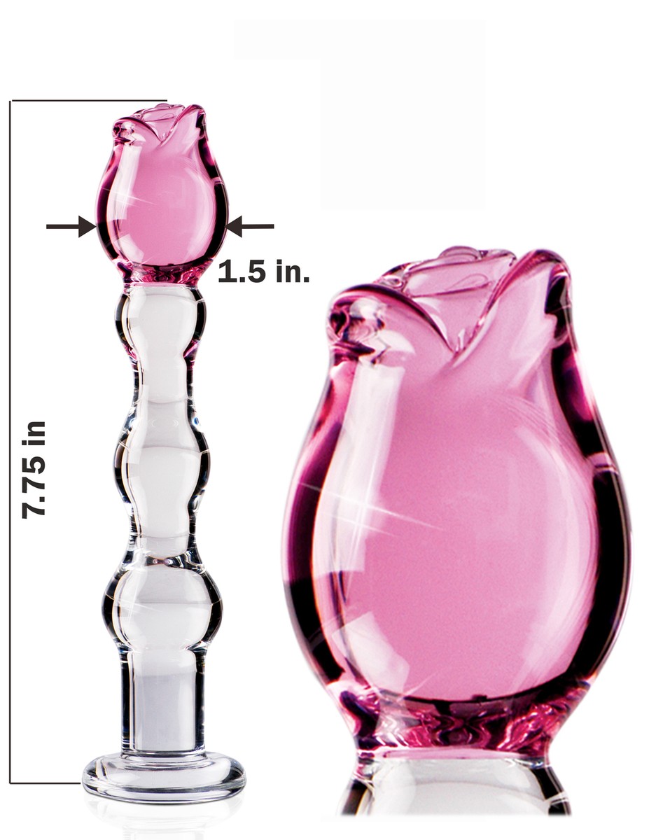 Icicles #12 Glass Dildo Rose-Shaped Tip G-Spot Stimulator - Hand Blown  Glass