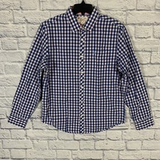 Original Penguin Shirt Mens Medium Slim Fit Button Up Blue Pink Check Gingham