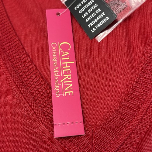 Catherine Malandrino Women’s Christmas Red Pullover Blouse V-neck Plus Size S - Picture 6 of 12