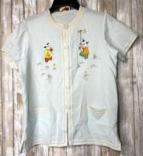 Vintage Chinese Kimono Plum Blossoms Girls Pajama Shirt Top Size Large