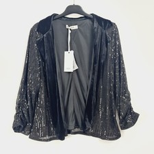 Grace Karin - New - Open Front 3/4 Sleeve Sequin Blazer - Black - Medium