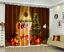 3D Xmas Decoration Candle G716 Christmas Window Photo Curtain Fabric Quality Amy