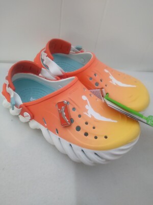 Crocs WNBA Echo Clog Size Men's 8 or Women's 10 Orange White 209792-100 NEW