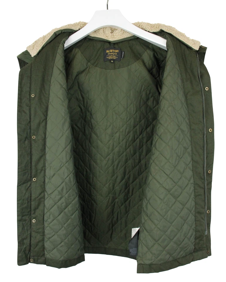 BURTON Jacket Men's MEDIUM Parka Drawstring Waist Hooded Patterned Green - Image 2 of 4