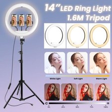 12"/14" LED Ring Light Lamp Stand With Stand Dimmable Tiktok Selfie Phone Makeup