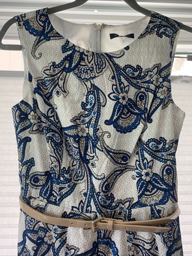 NWOT Tommy Hilfiger Fit and Flare Blue And White Dress Size 4 - Picture 2 of 6