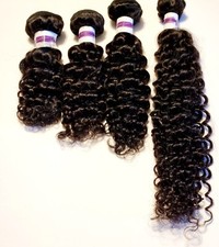 9A Brazilian Virgin Human Hair Bundles Hair Extensions Deep Curly 12,14,16,24in