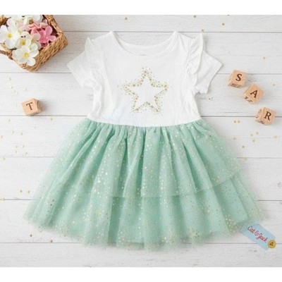 Cat & Jack Baby Girl Tutu Dress Mint Green Gold Star 18M NWT