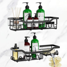 Shower Caddy Adhesive Bathroom Shelf, 2-Pack Rustproof Shower Organizer with Soa
