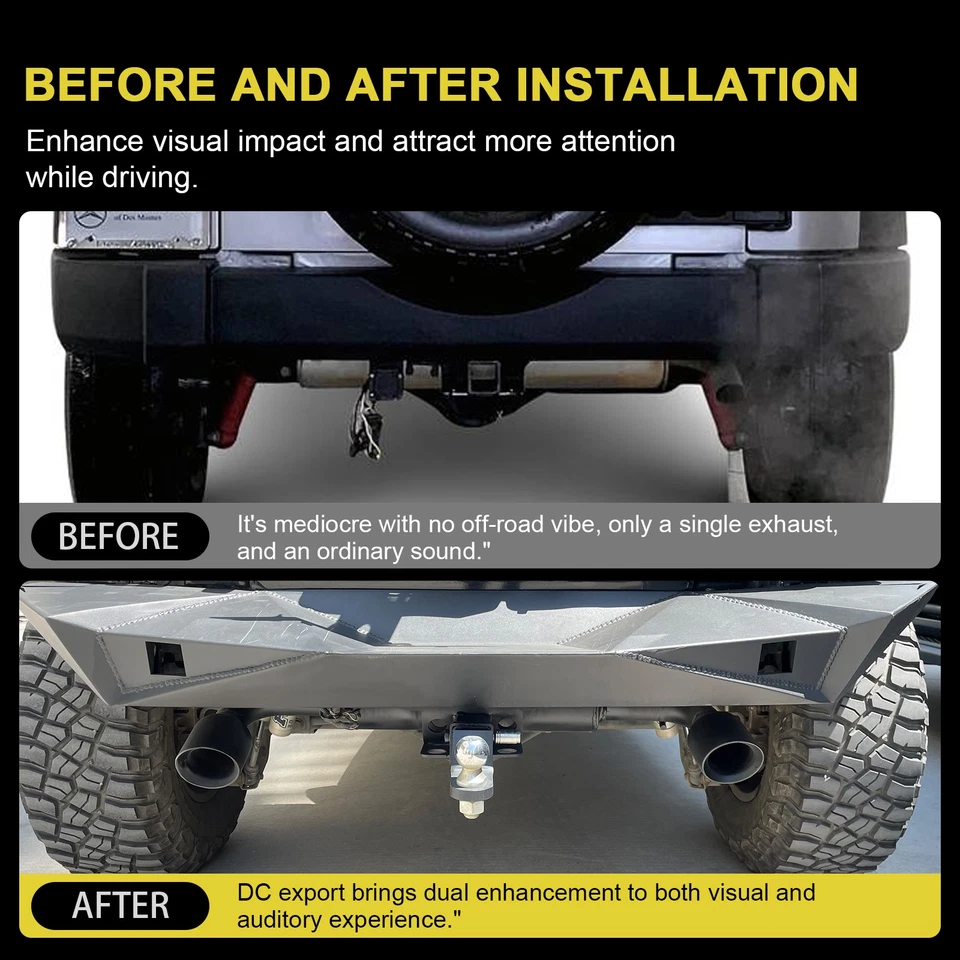 Exhaust Muffler System For 2007-2017 Jeep Wrangler JK 2/4Door Dual Axle Back - Image 2 of 4