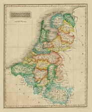 Map of the NETHERLANDS from 1825 - 8.5 x 11 Inch Photo Reprint