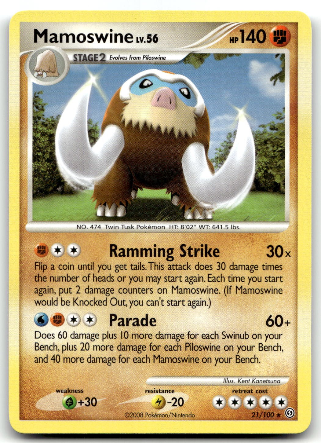Mamoswine 21/100 Stormfront Rare Normal Pokemon TCG LP