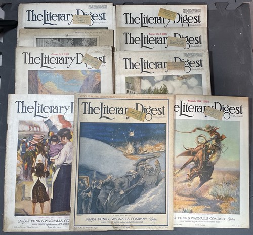 The Literary Digest Magazine LOT (9) 1918-1925 WWI New York City Public Opinion