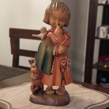 ANRI Italy Wood Figurine J Ferrandiz 'Stitch in Time' Hand Painted Hand Carved