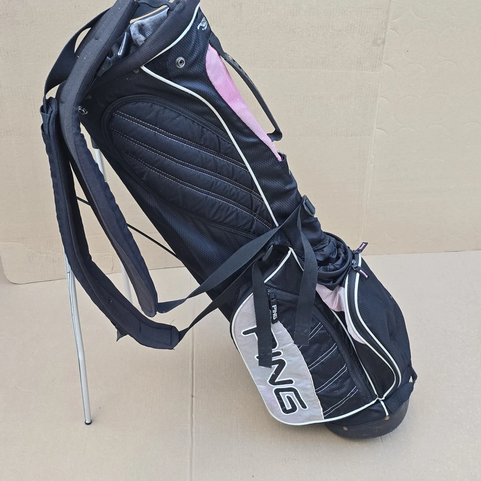 PING 4Under Lightweight Golf Stand Bag Black & Pink 6 Pockets 35" Dual Strap. - Image 3 of 4