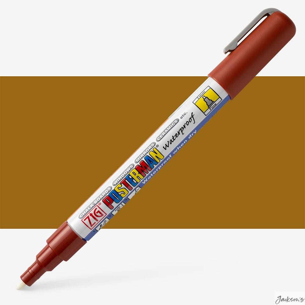 Kuretake Zig Posterman Chalkboard Marker Fine 1mm Nib Brown For Glass Slate M...