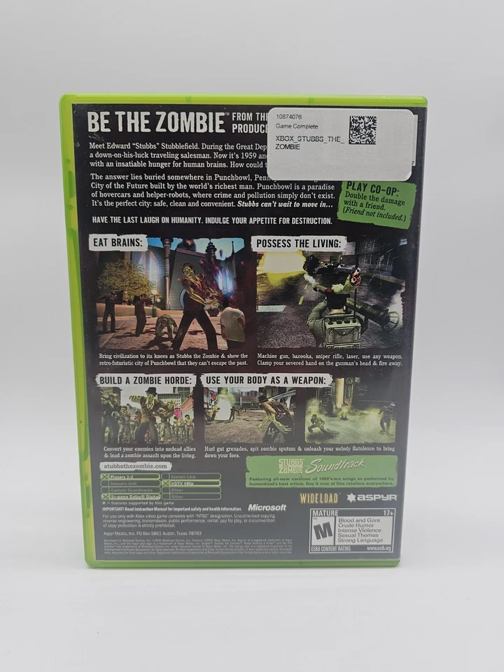 Stubbs the Zombie in Rebel Without a Pulse (2005, Microsoft Xbox) Tested CIB - Image 3 of 4