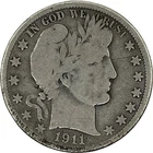 1911-D Barber Silver Half in SAFLIP® - VG- (Good+)