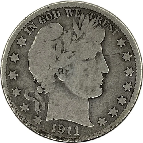 1911-D Barber Silver Half in SAFLIP® - VG- (Good+)