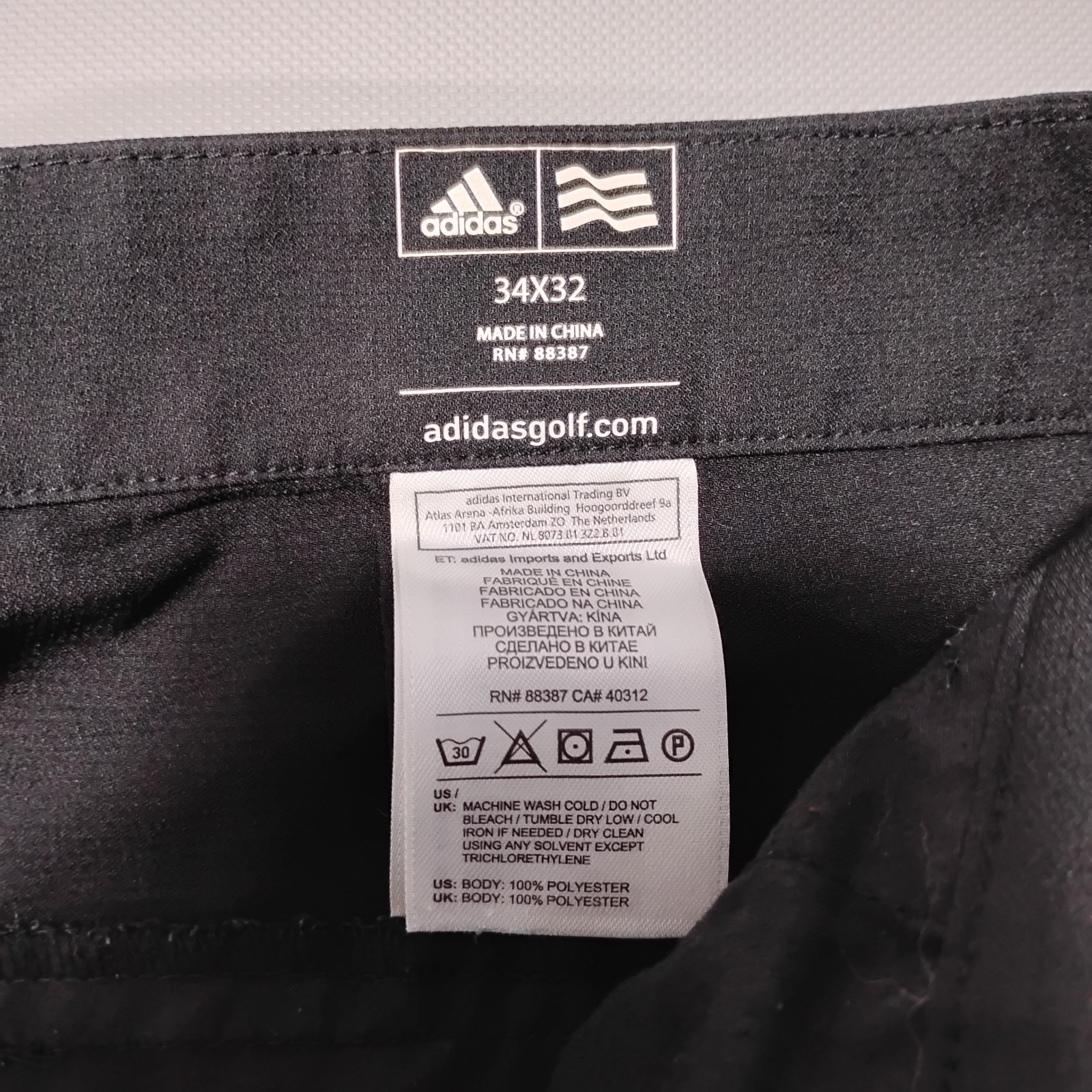 Adidas Golf Pants Mens Athletic Performance Stretch Flat Front Black Size 34x31 thumbnail 5