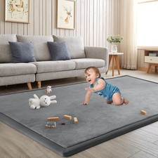 Baby Play Mat 50x50 Foam Crawling Mat 1.3" Thick Nursery Rug Grey