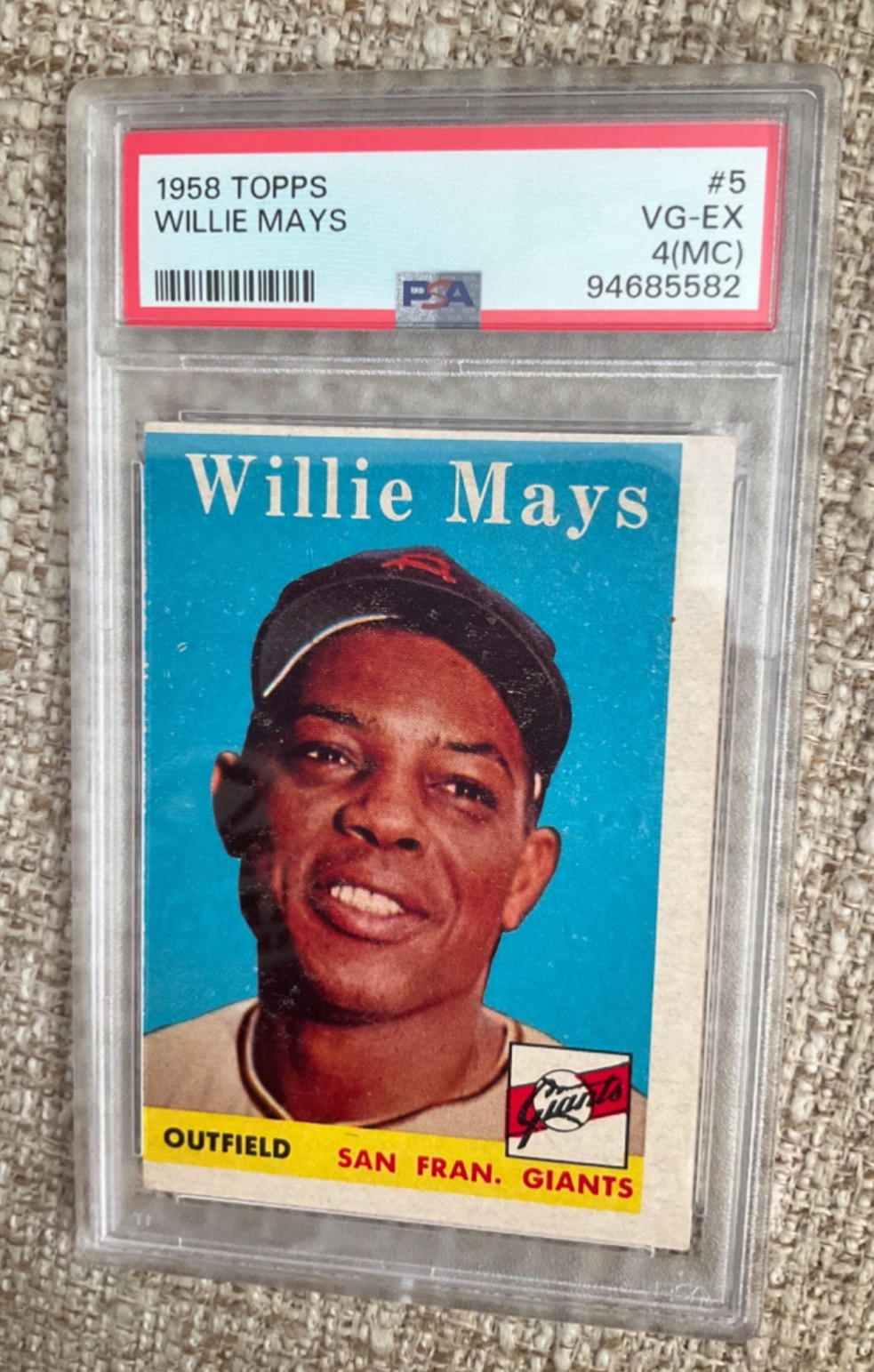 Willie Mays 1958 Topps #5 PSA 4 VG-EX San Francisco Giants