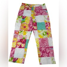 Lily Pulitzer vintage floral patch cropped pants size 10