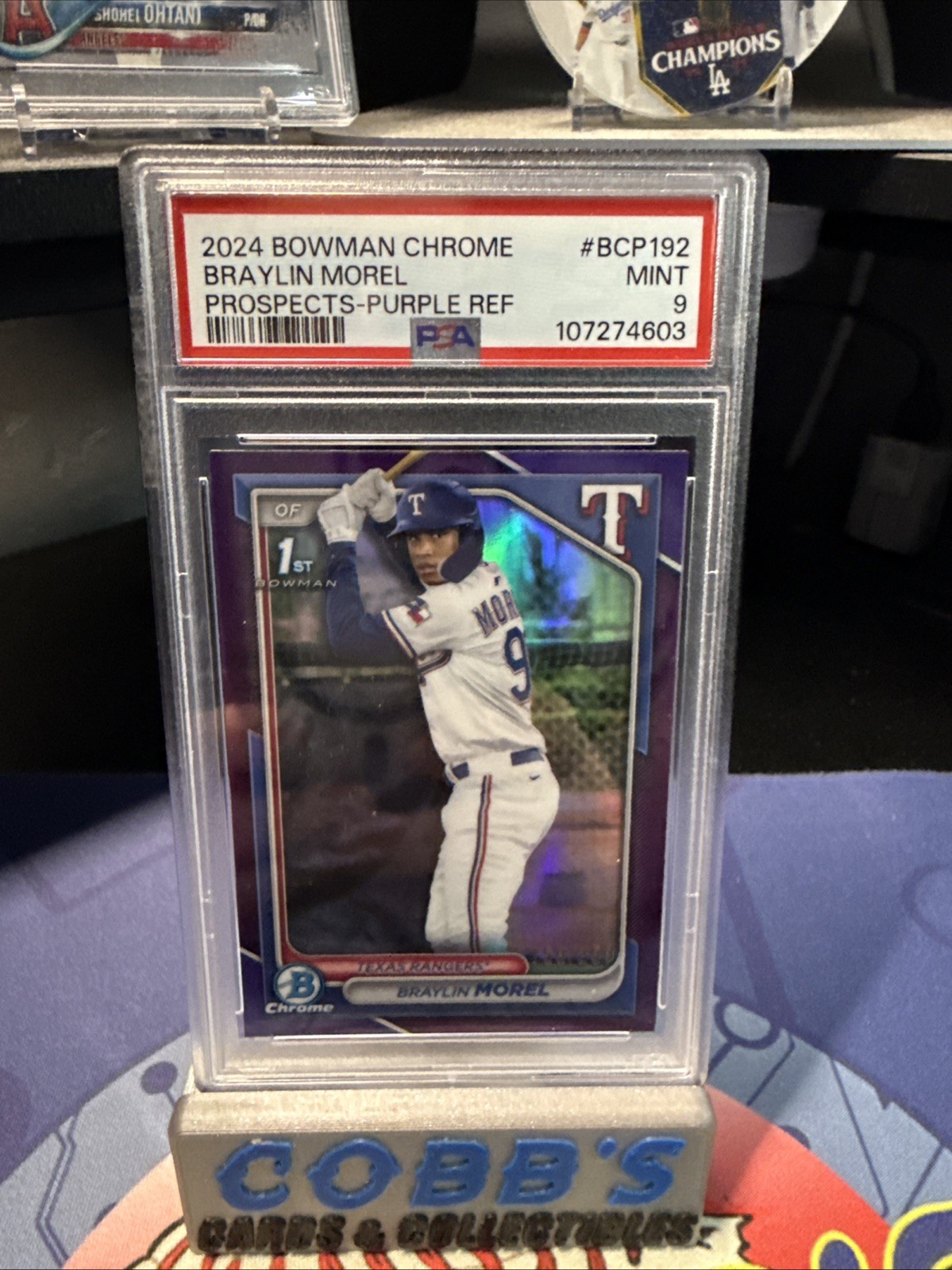 2024 Bowman Chrome BRAYLIN MOREL Purple Refractor 1st SP /250 Mint PSA 9 POP 1