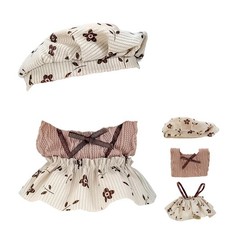 17cm Doll Clothes Set, Compatible with Labubu, Floral Dress with Lace Trim, H...