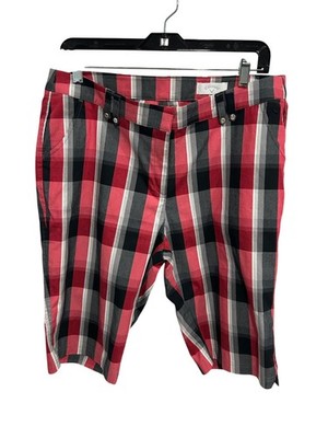 Callaway Golf Plaid Shorts Size 12 Red Black White Preppy Gorpcore NWT
