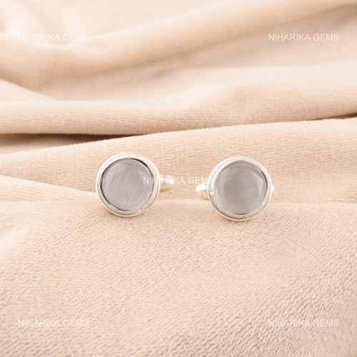 Gemelli matrimonio sposi bianchi selenite naturale argento sterling 925 gioielli - Foto 1 di 9