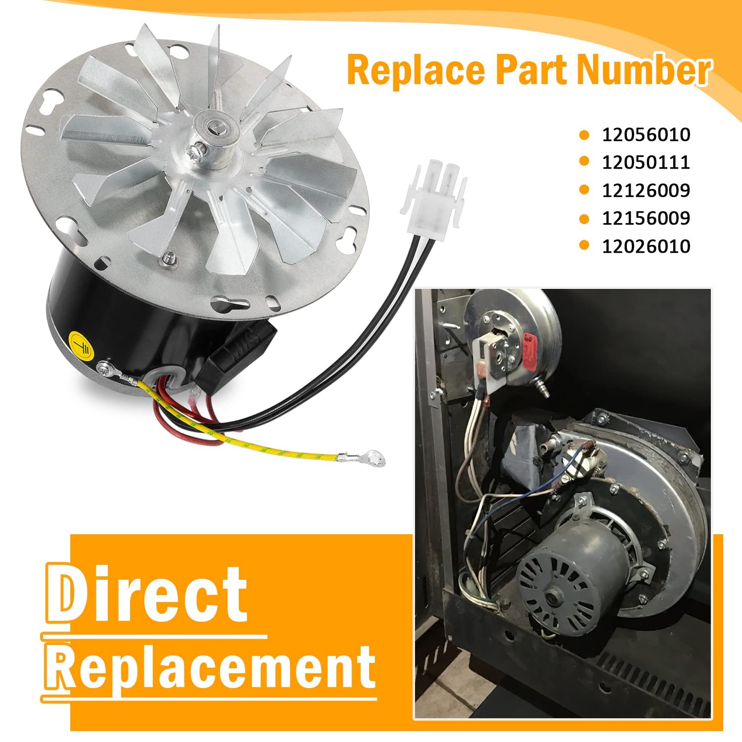 12056010 Pellet Stove Combustion Exhaust Blower Motor/Impeller Kit for Whitfield