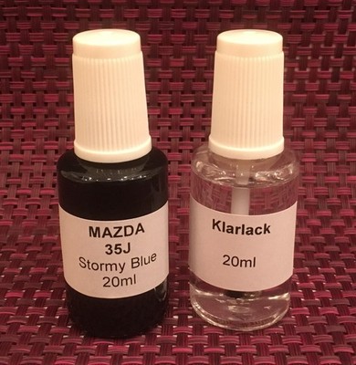 Lackstift-Set Mazda 35J , Stormy Blue / Tiamatblau , 2 x 20ml + 4 Lacktupfer