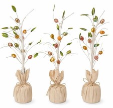 Easter Tree Centerpieces  18" H  Set of 3  Gold Foil Eggs  Farmhouse  NWT 