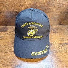 USMC Once A Marine Always A Marine Corps Cap Hat Black SemperFi Embroidered