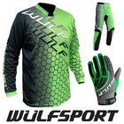 Wulfsport Cub Connect Kit Kids Motocross MX Off Road Motorcross Shirt Pant Green