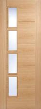 Image of OAK VANCOUVER GLAZED 4L CLEAR GLASS OFFSET INTERNAL DOOR