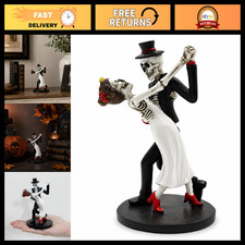 Dancing Skeleton Couple Figurine - Gothic Bride  Groom Statue for Halloween Dec