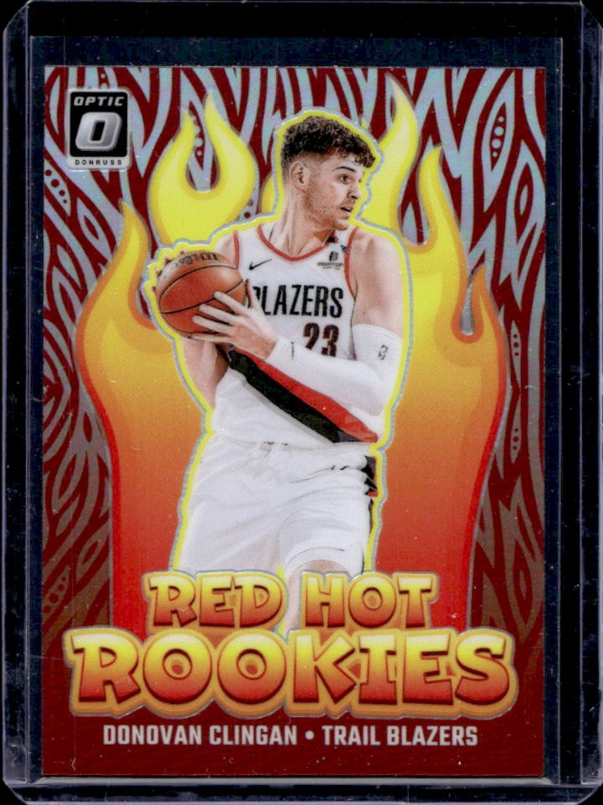 2024-25 Donruss Optic Donovan Clingan Red Hot Rookies Holo RC #15 Trail Blazers