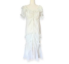 ASOS Maternity Ivory Ruffle Button Front Maxi Dress Wedding Chiffon Lines Size 8