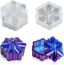 Snowflake Box Resin Mold,Christmas Jewelry Jar Silicone Mold with Lid,Trinket St